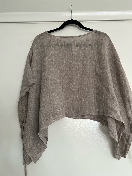 Eileen Fisher Tops - Eileen Fisher Relaxed Linen Boxy Top in Taupe